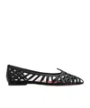Roger Vivier Leather Point Toe Ballet Flats With Cut-out Details In Black
