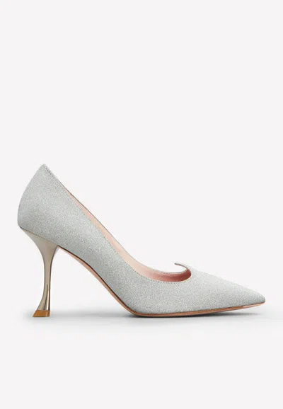 Roger Vivier I Love Vivier 85 Glittered Heeled Pumps In Silver