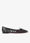 Roger Vivier Leather Point Toe Ballet Flats With Cut-out Details In Black