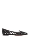 Roger Vivier Leather Point Toe Ballet Flats With Cut-out Details In Black