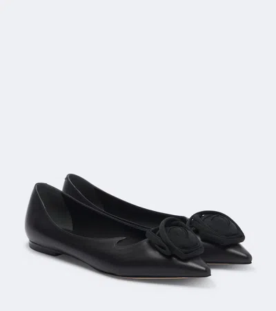 Roger Vivier I Love Vivier Leather Ballet Flats In Black