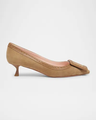 ROGER VIVIER I LOVE VIVIER MIXED LEATHER KITTEN PUMPS