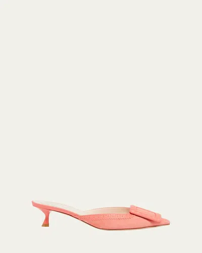 Roger Vivier I Love Vivier Mixed Leather Mule Pumps In Porcelain Rose