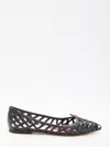 Roger Vivier Leather Point Toe Ballet Flats With Cut-out Details In Black