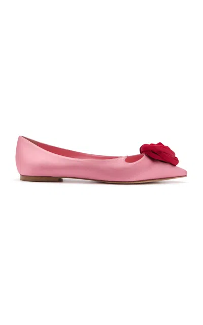 Roger Vivier I Love Vivier Rose Satin Ballet Flats In Pink