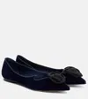 Roger Vivier I Love Vivier Rose Velvet Ballet Flats In Blue
