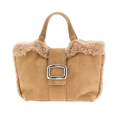 ROGER VIVIER INI VIV' CHOC LEATHER SHOPPING BAG