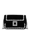 Roger Vivier Viv Jeu De Fille Embellished Velvet Bag In Black