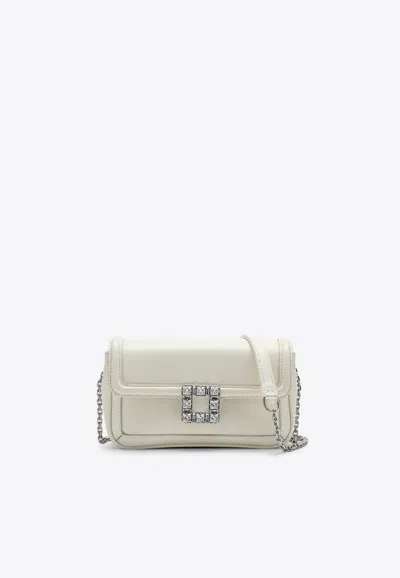 Roger Vivier Jeu De Fille Crystal Buckle Clutch In White