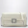 Roger Vivier Elegant Ecru Leather Mini Clutch With Crystal Buckle