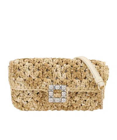 Roger Vivier Jeu De Fille Strass Mini Bag In Nude
