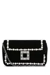Roger Vivier Viv Jeu De Fille Embellished Velvet Bag In Black