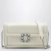 Roger Vivier Elegant Ecru Leather Mini Clutch With Crystal Buckle In Tan