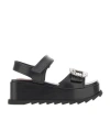 Roger Vivier Slidy Viv' 65 Leather Wedge Sandals In Black