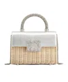 Roger Vivier Jewel Efflorescence Mini Bag In Leather And Rattan In Beige