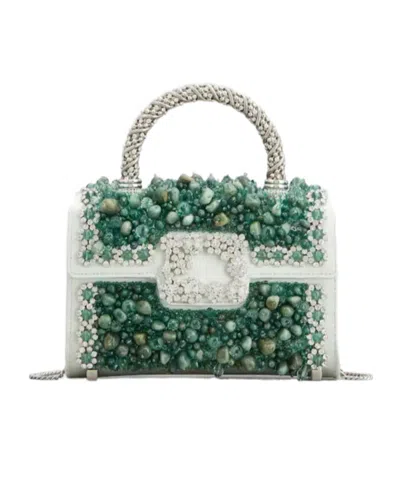 Roger Vivier Jewel Efflorescence Mini Bag In Stones In Blue