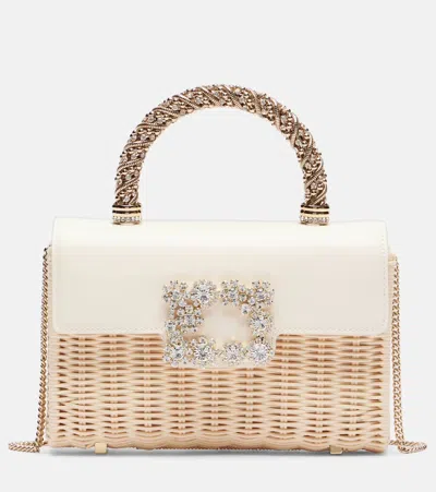 Roger Vivier Jewel Efflorescence Mini Rattan Tote Bag