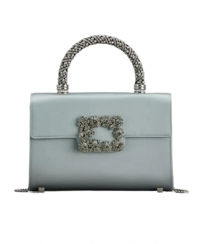 Roger Vivier Jewel Efflorescence Mini Shoulder Bag In Gray
