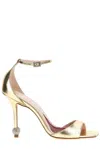 Roger Vivier Vivier Marlene 100 Embellished Gold Sandals In Oro