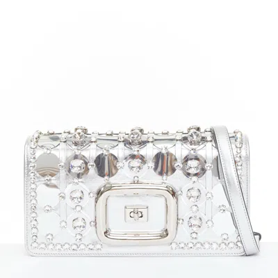 Pre-owned Roger Vivier Kaleidochoc Viv Choc Mini Disco Silver Sequin Bag