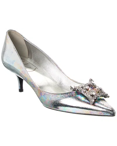 Roger Vivier King 50 Leather Pump In Silver