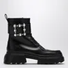 Roger Vivier Wallaviv Leather Ankle Boots In Black