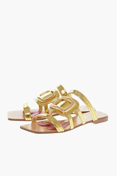 Roger Vivier Lamè Leather Gladiator Sandals In Gold