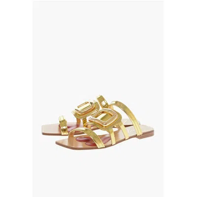 Roger Vivier Lamè Leather Gladiator Women's Sandals