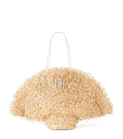 Roger Vivier Large Raffia Tres Vivier Shoulder Bag