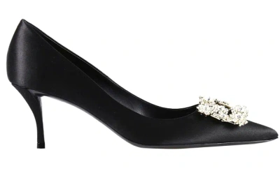 Roger Vivier Leather And Fabric Pumps In Black