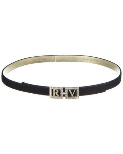 Roger Vivier Leather & Velvet Belt In Black