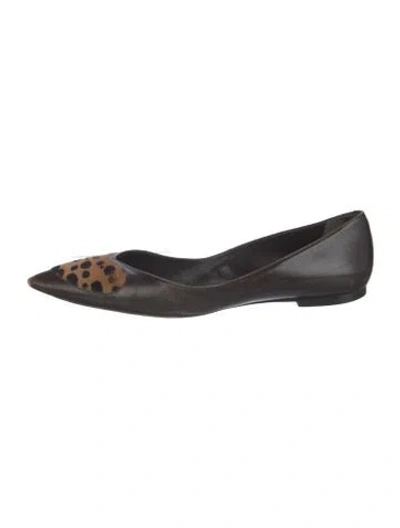 Pre-owned Roger Vivier Leather Animal Print Flats In Black