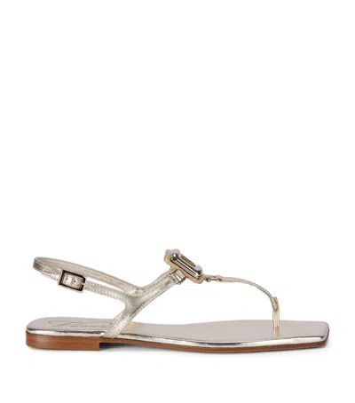 Roger Vivier Leather Bab Viv Sandals In Gold