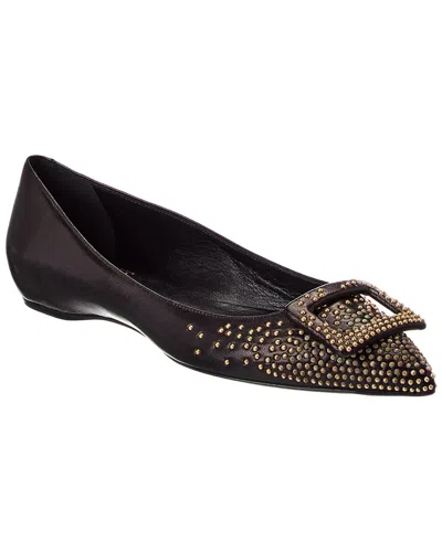 Roger Vivier Leather Ballet Flat In Black