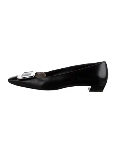 Pre-owned Roger Vivier Leather Ballet Flats In Black