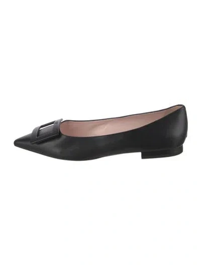 Pre-owned Roger Vivier Leather Ballet Flats In Black