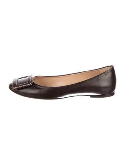 Pre-owned Roger Vivier Leather Ballet Flats In Brown