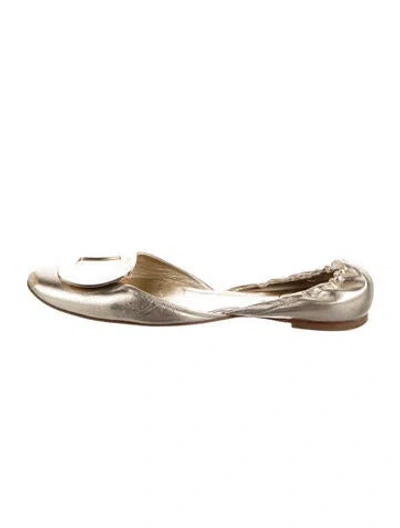 Pre-owned Roger Vivier Leather Ballet Flats In Gold
