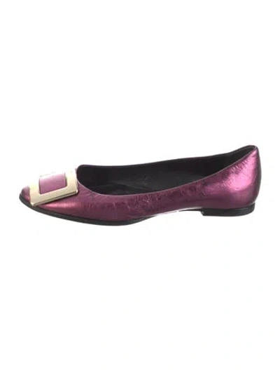 Pre-owned Roger Vivier Leather Ballet Flats In Purple