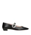 Roger Vivier Crystal Buckle Pointed Toe Strap Shoes In Black