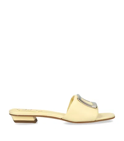 Roger Vivier 20 Buckled Padded Leather Mules In Yellow