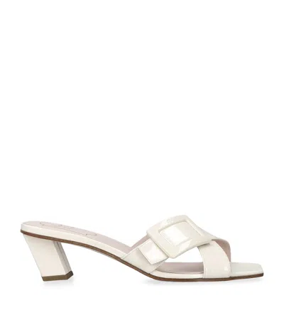 Roger Vivier Leather Belle Vivier Mules 45 In Beige
