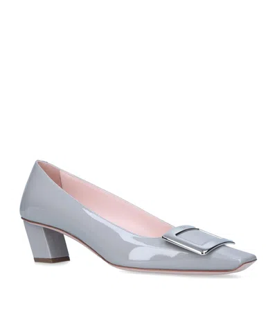 Roger Vivier Leather Belle Vivier Trompette Pumps 45 In Gray