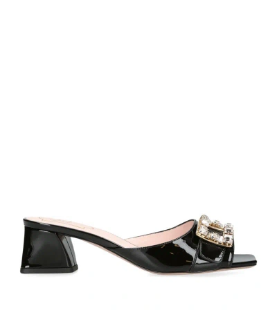 Roger Vivier Bikiviv Crystal-embellished Patent-leather Mules In Nero