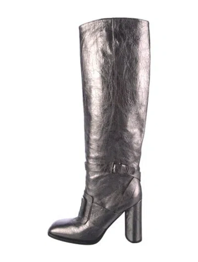 Pre-owned Roger Vivier Leather Boots In Grey
