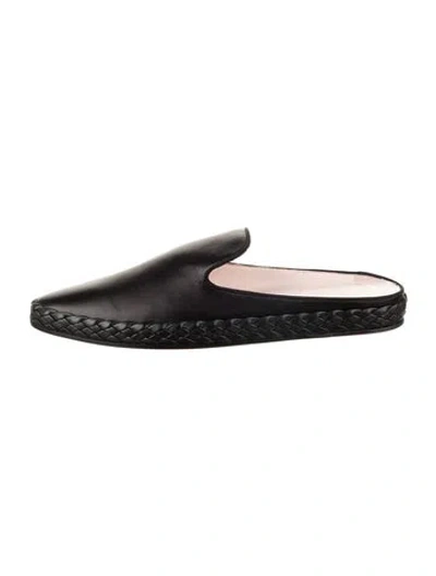 Pre-owned Roger Vivier Leather Braided Accents Mules W/ Tags In Black