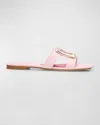 Roger Vivier 5mm New Metal Buckle Leather Slide Flats In Teen Pink