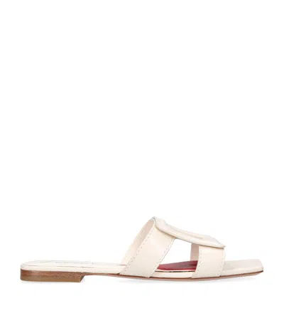 Roger Vivier Leather Buckle Mules In White