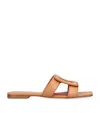 Roger Vivier Stitching Buckle Mules In Leather In Beige