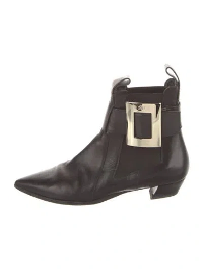Pre-owned Roger Vivier Leather Chelsea Boots In Black